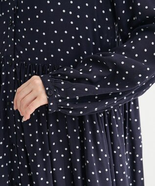 Green Parks スキッパーギャザーワンピース Dot