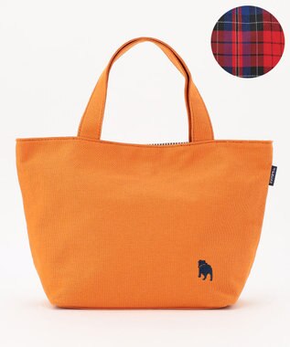 J.PRESS LADIES 【完全受注生産】ポーチ付き キャンバス ミニトートバッグ オレンジ×レッドチェック系