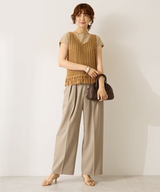 AMERICAN HOLIC 【前後2WAY】フリンジショートベスト Beige