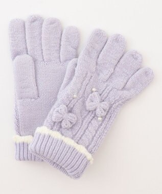 ANY KIDS パール リボン 手袋 ラベンダー