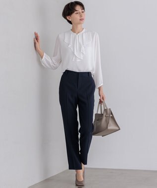 23区 L 【洗える】ジョーゼットフリル  カットソー ホワイト系