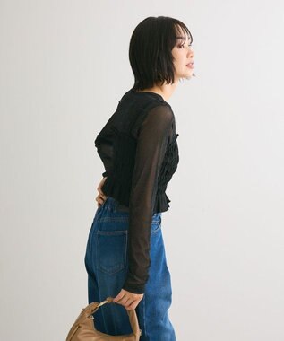 Green Parks ＳＥＴ２点　シャーリングビスチェ＋メッシュインナー Black