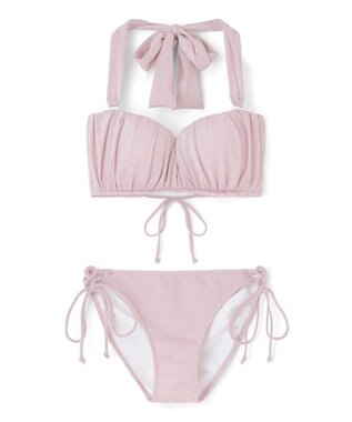 San-ai Resort（三愛水着楽園） 軽い着け心地でしっかり盛れる【楽盛り水着】　ラメギャザーワイヤー水着　9M　【San-ai Resort（サンアイリゾート）】 ピンク