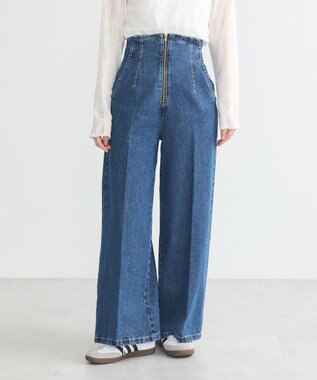 earth music&ecology フロントＺＩＰバックレースアップデニム Medium Indigo