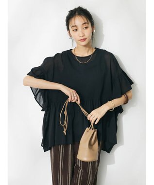 CRAFT STANDARD BOUTIQUE ウ゛ィンテージボイルティアード切替ブラウス Black