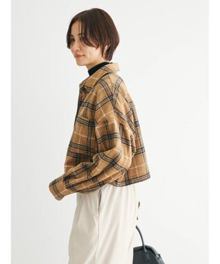 Green Parks ・ＥＬＥＮＣＡＲＥ　ＤＵＥ　シャギーチェックショートシャツ Camel