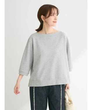 Green Parks ボートネックラメミニ裏毛プルオーバー Gray Mixture