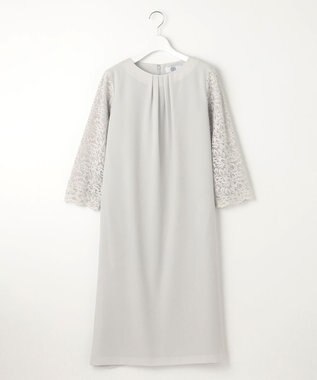 J.PRESS LADIES L 【洗える】ノルディス2wayジョーゼット レース袖 ワンピース ライトグレー系