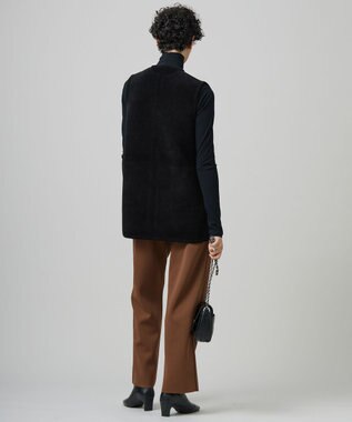 ICB L 【洗える】スウェードライクニットジレ ブラック系