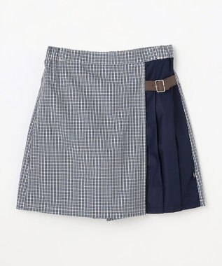 組曲 KIDS 【150-170㎝】 チェックプリーツ キュロット サックスブルー