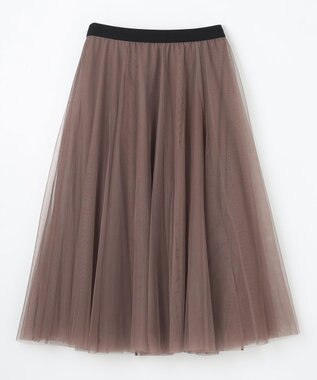 ANY 【ウエストゴム】チュールフレアースカート モカ