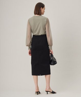 ICB 【洗える】 コットンコンプレッシャー スカート ブラック系