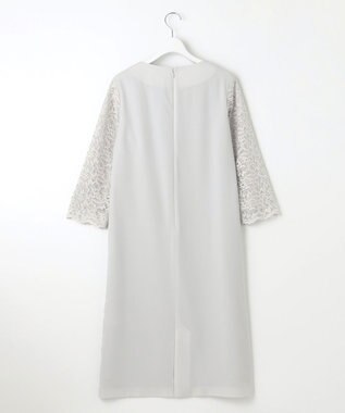 J.PRESS LADIES L 【洗える】ノルディス2wayジョーゼット レース袖 ワンピース ライトグレー系