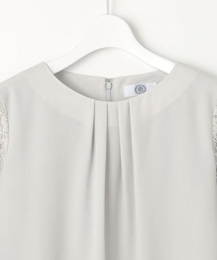 J.PRESS LADIES L 【洗える】ノルディス2wayジョーゼット レース袖 ワンピース ライトグレー系