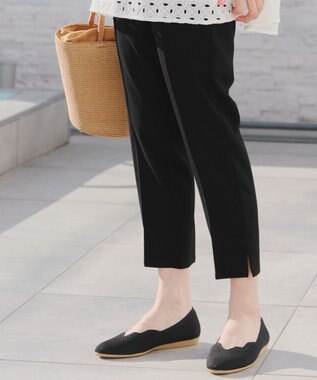 Tiaclasse 【洗える】麻調テーパードパンツ ブラック