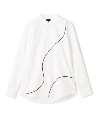 JOSEPH HOMME アートワークシャツ　バンドカラー ホワイト系