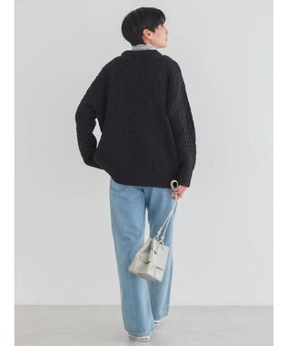 AMERICAN HOLIC パッチワークケーブルニットチュニック Black