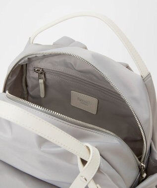 TOPKAPI 【Breath TOPKAPI】【撥水】ツヤ ナイロン レザーハンドル ミニ リュック ライトグレー