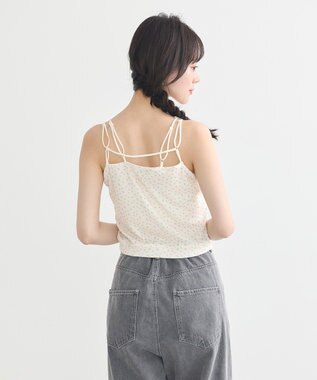 earth music&ecology ダブルストラップパターンメッシュキャミソール Flower