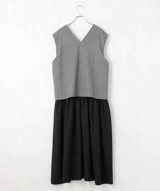 #Newans セットアップライクワンピース ライトグレー×ブラック