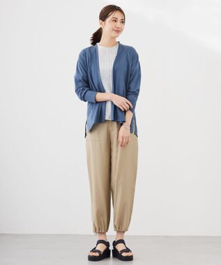 J.PRESS LADIES 【洗える】ラミーポプリン クルーネック ブラウス ライトグレー系