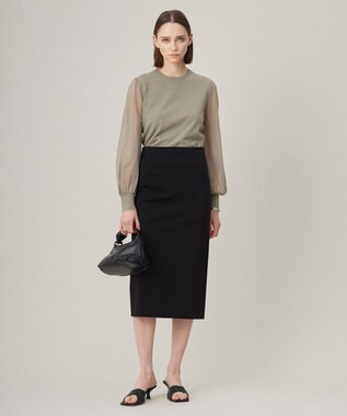 ICB 【洗える】 コットンコンプレッシャー スカート ブラック系