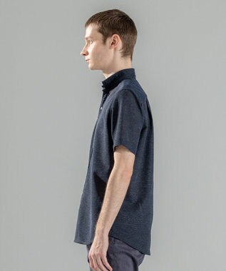 JOSEPH HOMME 新素材【軽量/通気性/清涼感/洗える/ストレッチ】レノクロスストレッチ　ウィングカラー半袖シャツ ネイビー系