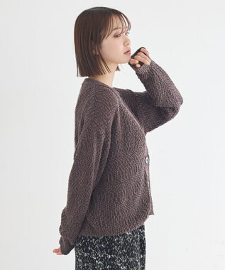 earth music&ecology 【予約】ぽんぽんスキッパーカーディガン ブラウン