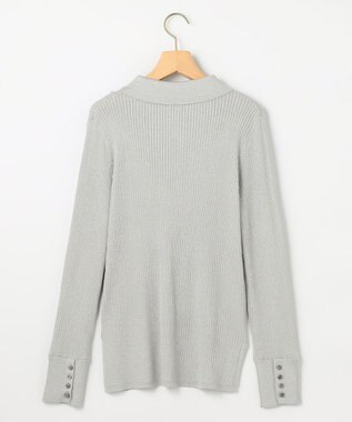 組曲 ラメリブポロ襟 ニット シルバーグレー系