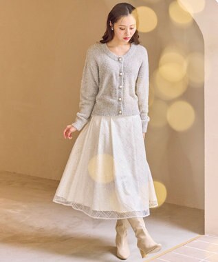 Feroux キラキラシャギー ニット カーディガン ベージュ系