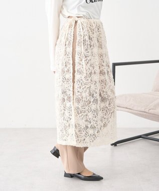 earth music&ecology モールレースラップスカート Ivory