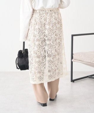 earth music&ecology モールレースラップスカート Ivory