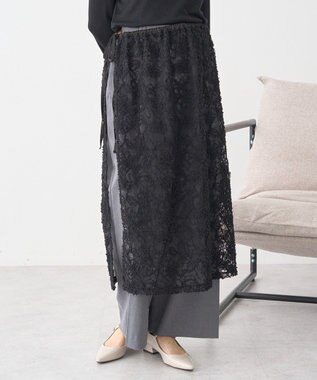 earth music&ecology モールレースラップスカート Black
