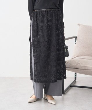 earth music&ecology モールレースラップスカート Black