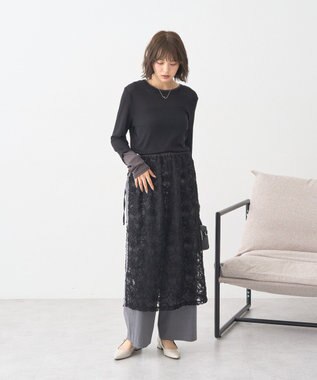 earth music&ecology モールレースラップスカート Black