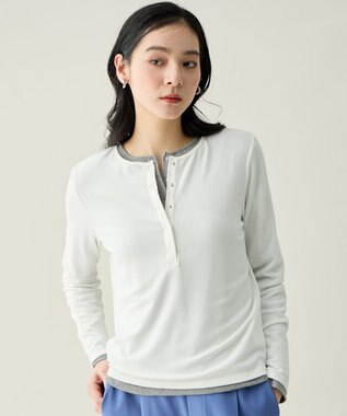 ANY クリアラメフライスヘンリーネックプルオーバー オフ