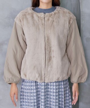 Tiaclasse 【リバーシブル】キルティングエコファー2WAYブルゾン アイボリー