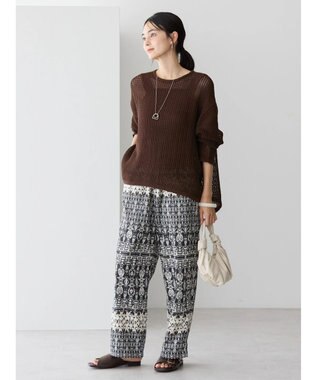 AMERICAN HOLIC 透かし編みメッシュニットプルオーバー Brown