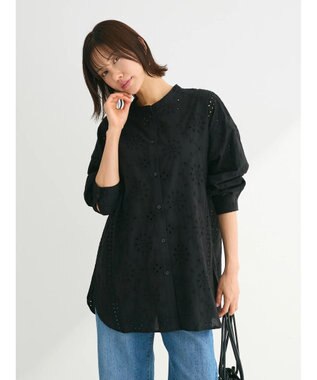 Green Parks ・ＳＵＧＡＲ　ＳＰＯＯＮ　刺繍レースシャツチュニック Black