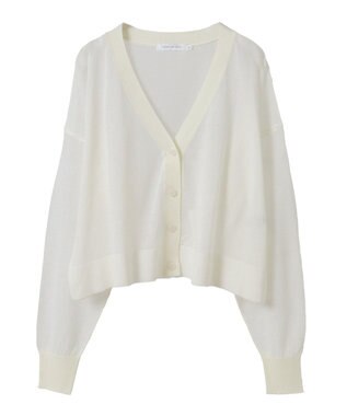 AMERICAN HOLIC ウォッシャブルショート丈シアーカーディガン Ivory