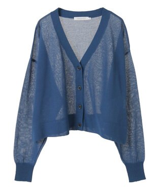 AMERICAN HOLIC ウォッシャブルショート丈シアーカーディガン Deep Blue