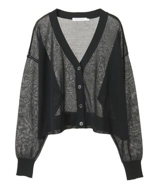 AMERICAN HOLIC ウォッシャブルショート丈シアーカーディガン Black