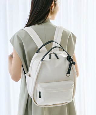 TOPKAPI 【Breath TOPKAPI】【撥水】ツヤ ナイロン レザーハンドル ミニ リュック クリーム