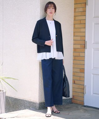 J.PRESS LADIES L 【WEB限定カラーあり】レイヤードジャージー フレア カットソー ホワイト系