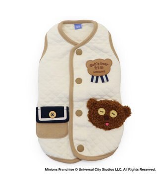 PET PARADISE ミニオン ティム キルトベスト 《マリン》 小型犬 ホワイト×ブラウン