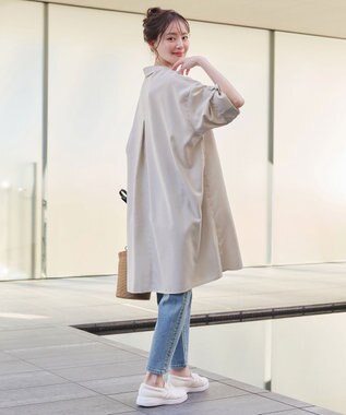 Tiaclasse 【洗える】麻ライクスキッパーシャツチュニック ベージュ