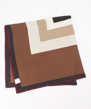 自由区 【カタログ掲載】カラーブロックシルク スカーフ ボルドー系