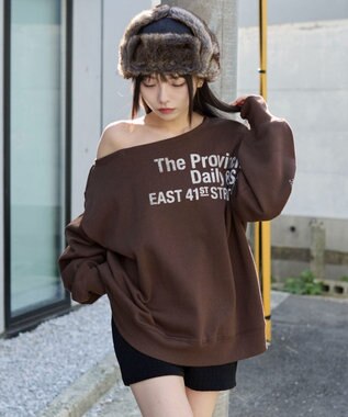 WEGO 裏起毛2WAYグラフィックワンショルBIGスウェット 柄4