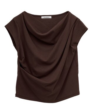 Green Parks ドレープオフショルフレンチ袖Ｔシャツ Brown