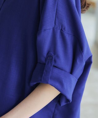 Tiaclasse 【洗える】麻ライクスキッパーシャツチュニック ブルー